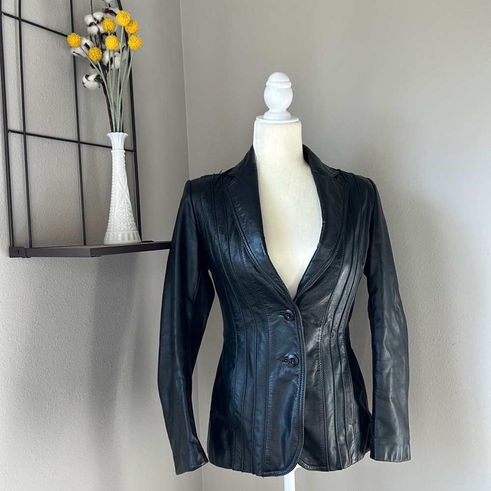 Casablanca Black Leather Jacket, Runs XS